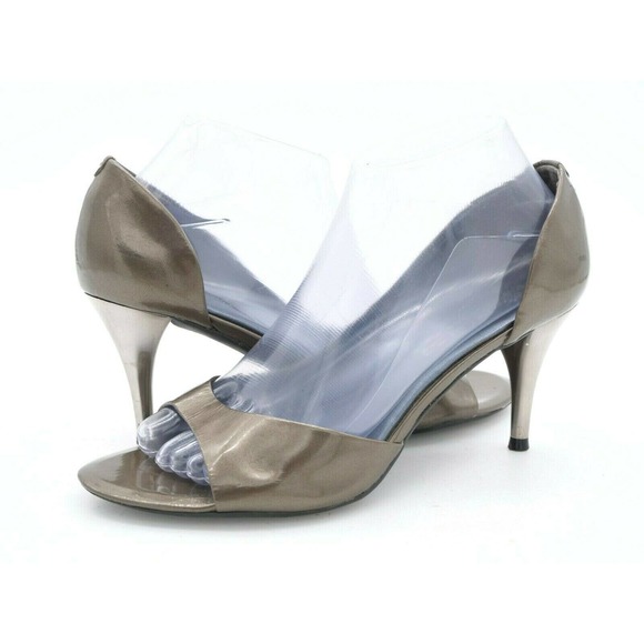 Kenneth Cole Heels Womens 8.5 Gray Patent Leather Open Toe D'Orsay Pumps Slip On - Picture 1 of 11